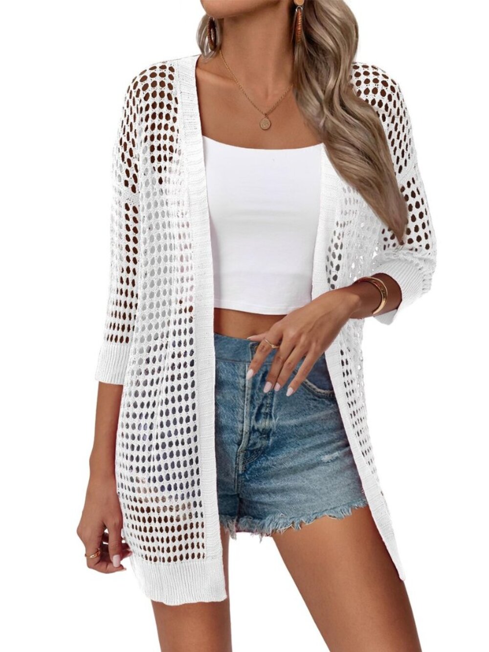 Women's Summer Crochet Cardigan Boho Kimono Oversized Sweater Tops